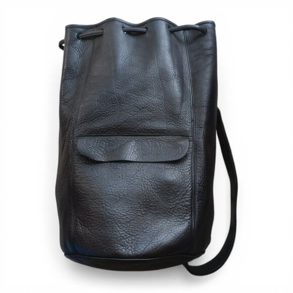 Tweeds Black Leather Bucket Bag – USA Made Drawstring Shoulder main image 9